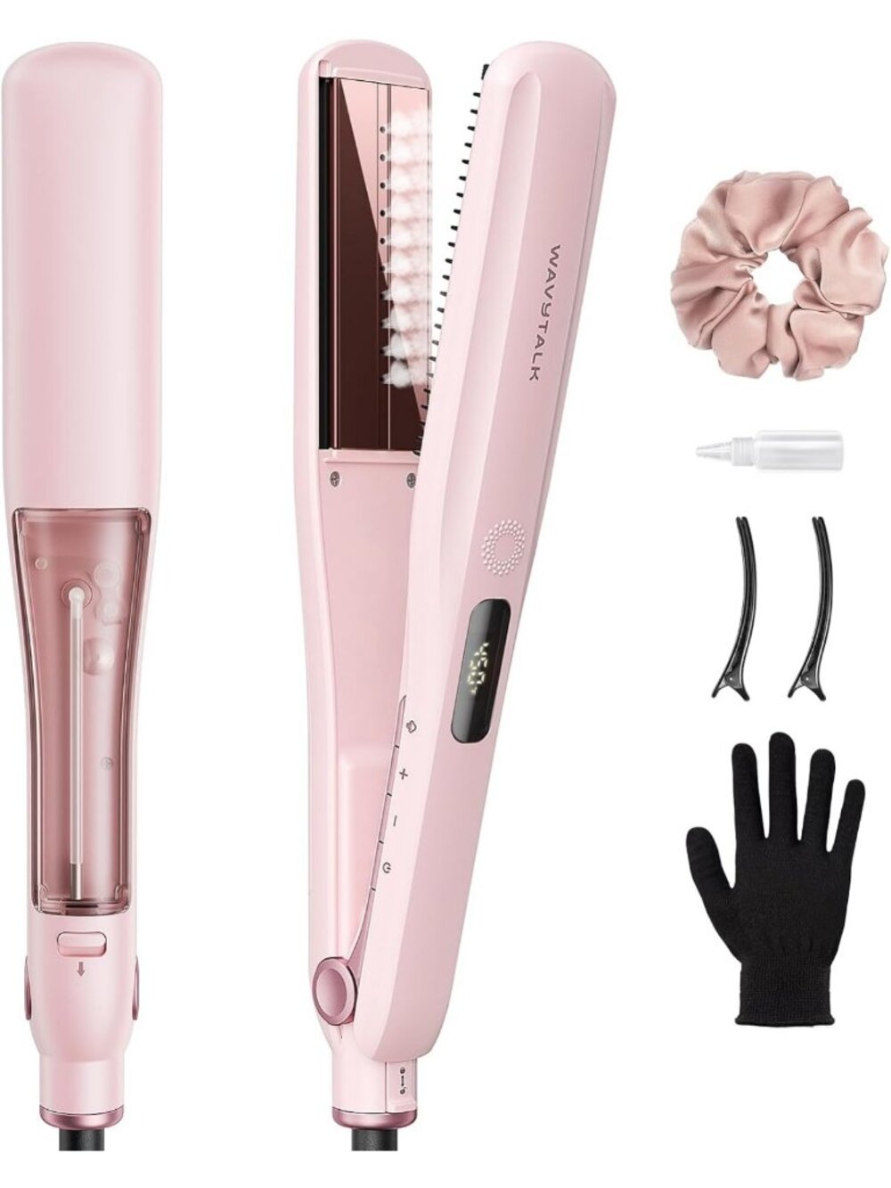 Steam Hair Straightener for Less Heat Damage, Flat Iron with Wavy Finish